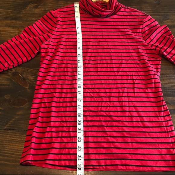 Striped Ruched Turtleneck Shirt Layering Piece Fall Winter Minimalist Retro - Picture 7 of 11